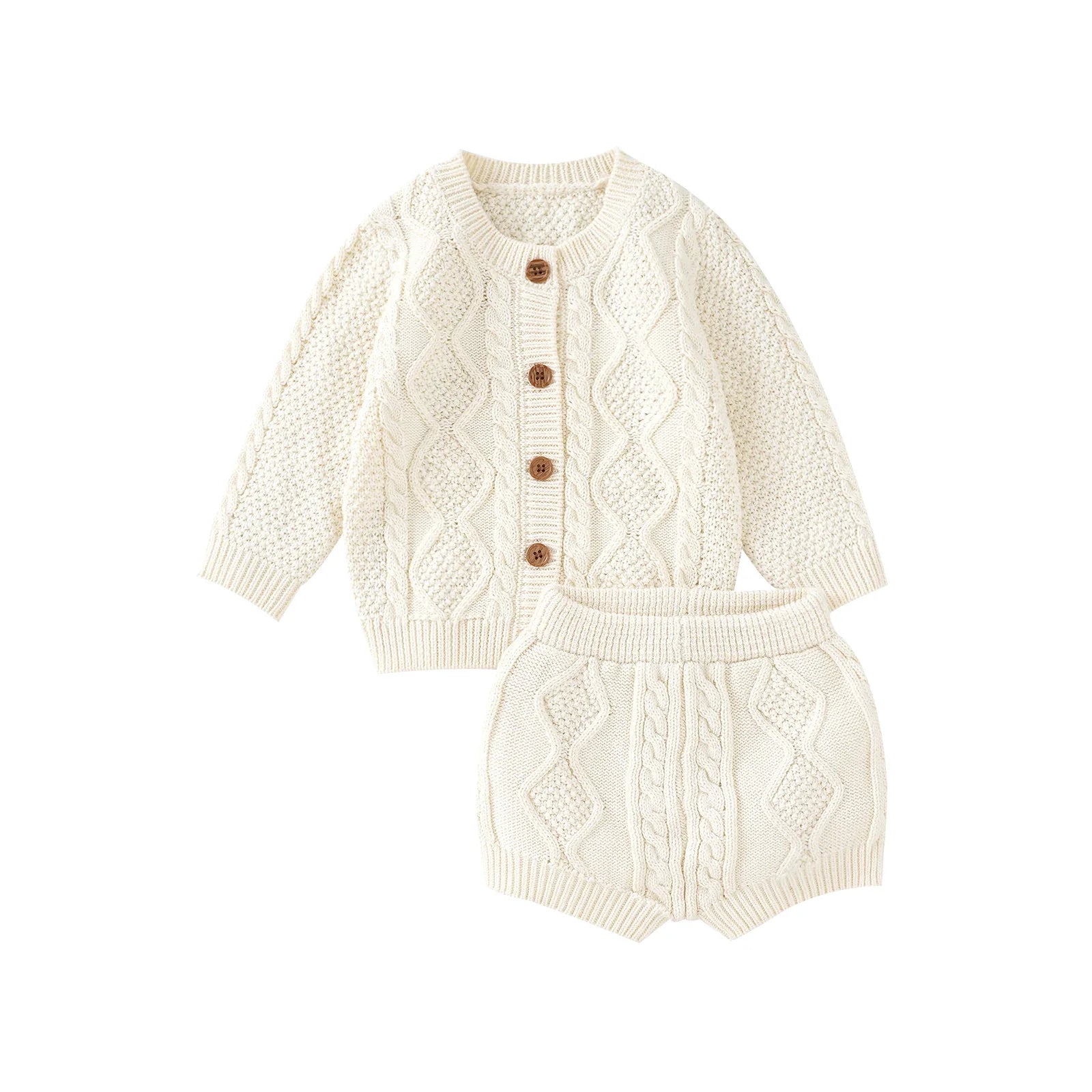 Baby Clothes Sets Cotton Knitted Newborn Boys Girl Sweater Long Sleeve +Pants Autumn Infant Children Cardigan +Shorts 0-18M 2PCS