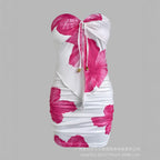 2 Piece Set Women's Floral Print Split Strapless Sleeveless Top & Mini Shorts Pants Set Summer Sexy