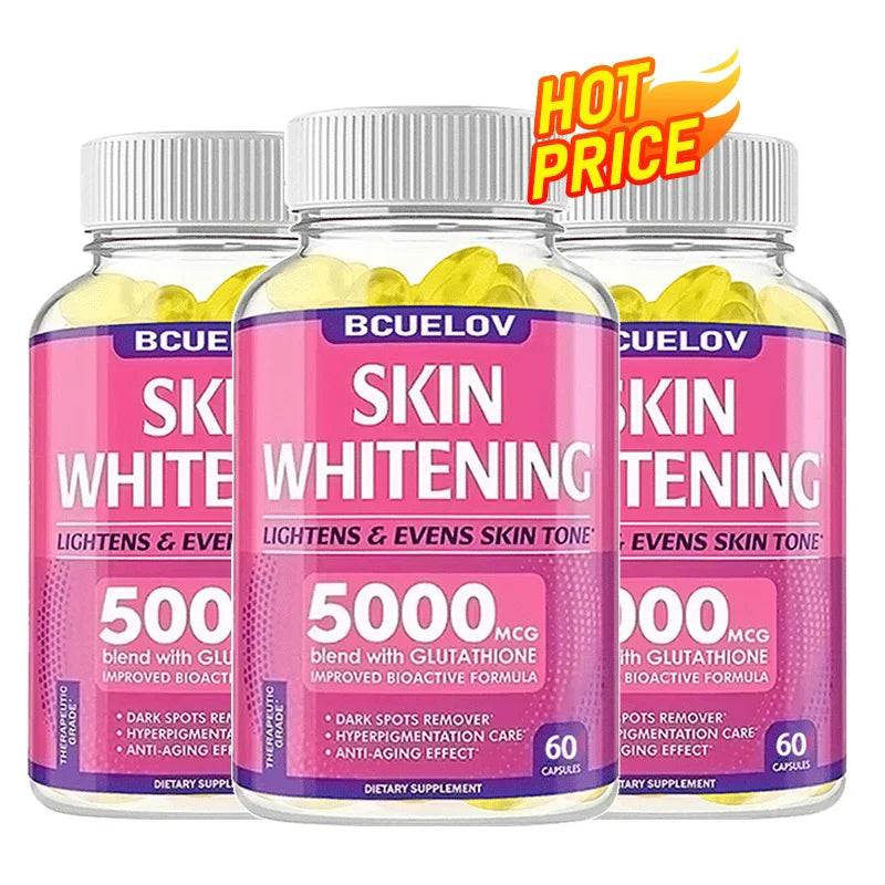 Bcuelov Collagen + Glutathione + Vitamin C Skin and Facial Health - Antioxidants - - 120 Vegetarian Capsules