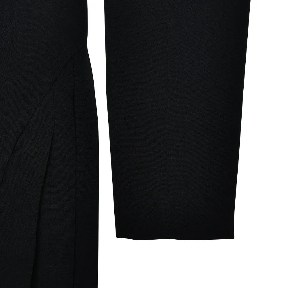 2025 Autumn New Fashion V-Neck Short Dress Women Elegant Temperament Office Lady Blazer Dress Sexy Slim Pleated Black Dresses