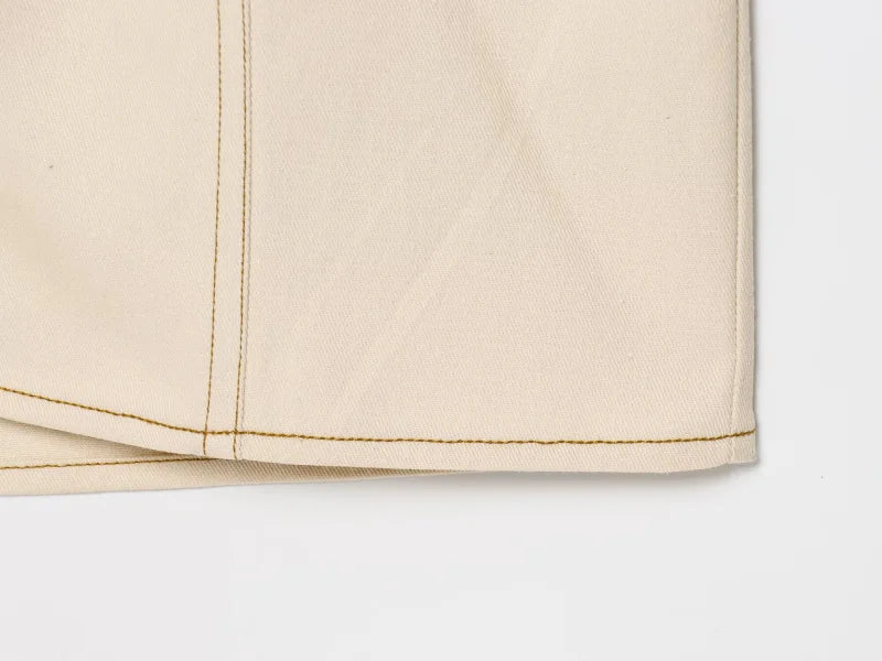 ETJ 2025 summer new TRAF women's elegant fashion waist pleated V-neck short-sleeved temperament denim MIDI dress