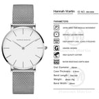 HANNAH MARTIN Brand Classic Women Quartz Watch 36mm Rose Gold Stainless Steel Mesh Strap Japanese Movement Girl Gift Wrist Watch