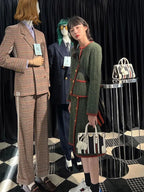 Autumn Winter Womens Two Peice Sets Vintage Knitted Cardigan Full  Elastic Waist  Knee-Length Skirt 2 Piece Set Luxury