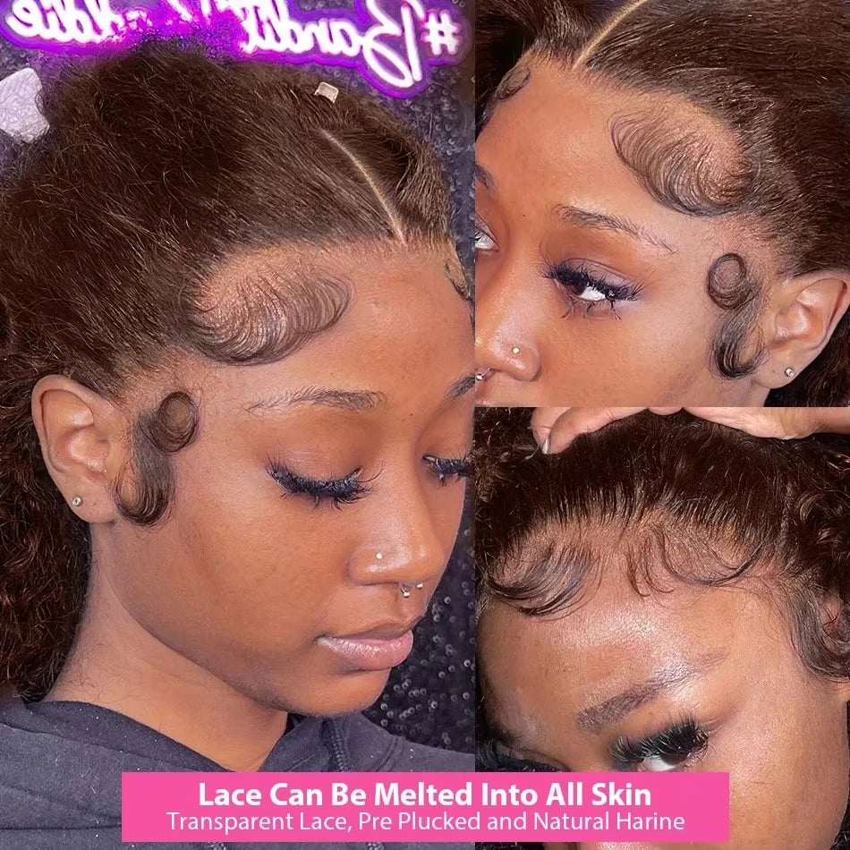 Chocolate Brown Curly Wigs Human Hair 13X4 13X6 Hd Lace Frontal Wig Colored Water Deep Wave Lace Front Wig For Women 30 36 Inch