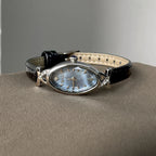 2025 Luxury Women's Quartz Watch Oval Sapphire Casual Ladies Clock Waterproof Brown Leather Elegant Ladies Watch