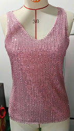 Amazon Quicktrade foreign trade explosion models Europe and the United States sexy ladies sequins summer light mature sexy V-nec