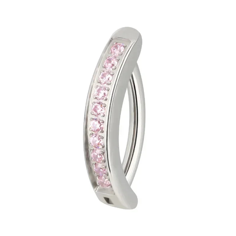 ASTM F136 Titanium PIERC Reverse Curved Clicker Navel Barbell Shiny CZ Sexy Belly Button Rings Bellybutton Sexy Piercing Jewelry