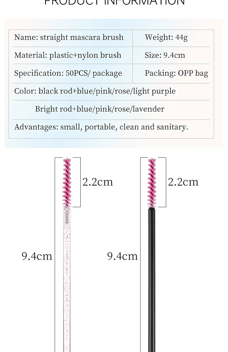 50pcs Grafted eyelashes Single color disposable eyelash brush Spiral eye Makeup Eyelash curler makeup brush cosmetic tools