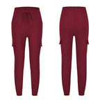 2022 New Solid Jogger Women's Cargo Pants Multi-Pocket Drawstring Elastic Waist Women Sports Pants Streetwear Casual Long Pant