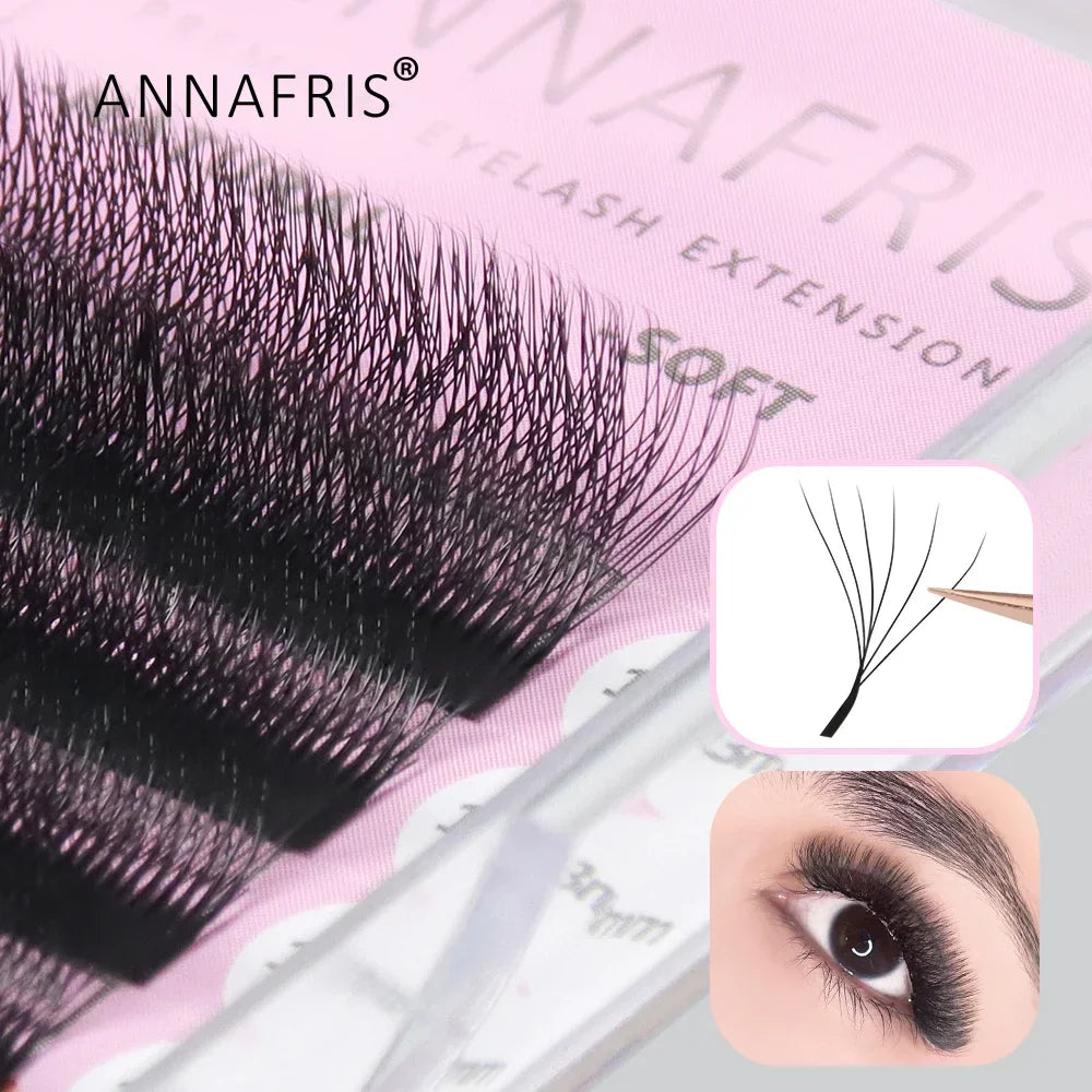 ANNAFRIS W Shape 6D Volume Eyelash Extension False Mink Soft Natural Premade Fans Lash 6D W Shaped Easy Faning Eyelashes