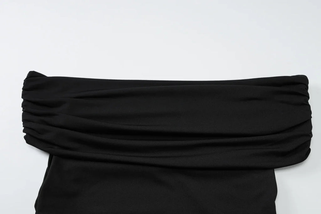 Dulzura Sleeveless Off Shoulder Ruched Bodycon Crop Top Solid Sexy Elegant T-Shirt Party Club Streetwear Spring Summer Top