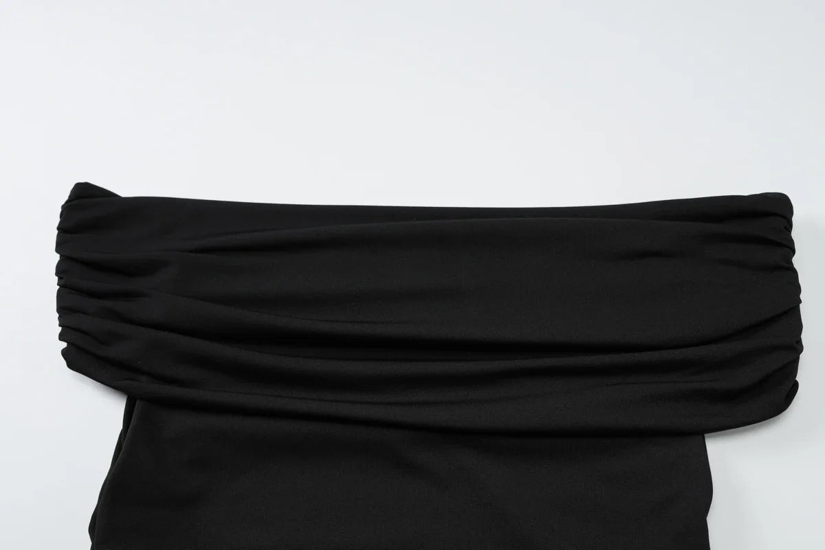 Dulzura Sleeveless Off Shoulder Ruched Bodycon Crop Top Solid Sexy Elegant T-Shirt Party Club Streetwear Spring Summer Top