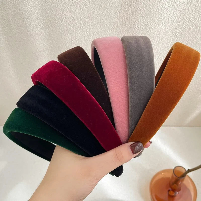 Autumn Winter Soft Velvet Cloth Sponge Padded Hairbands for Women Girls Casual Shopping Face Washing Dress Up Hair Accessories