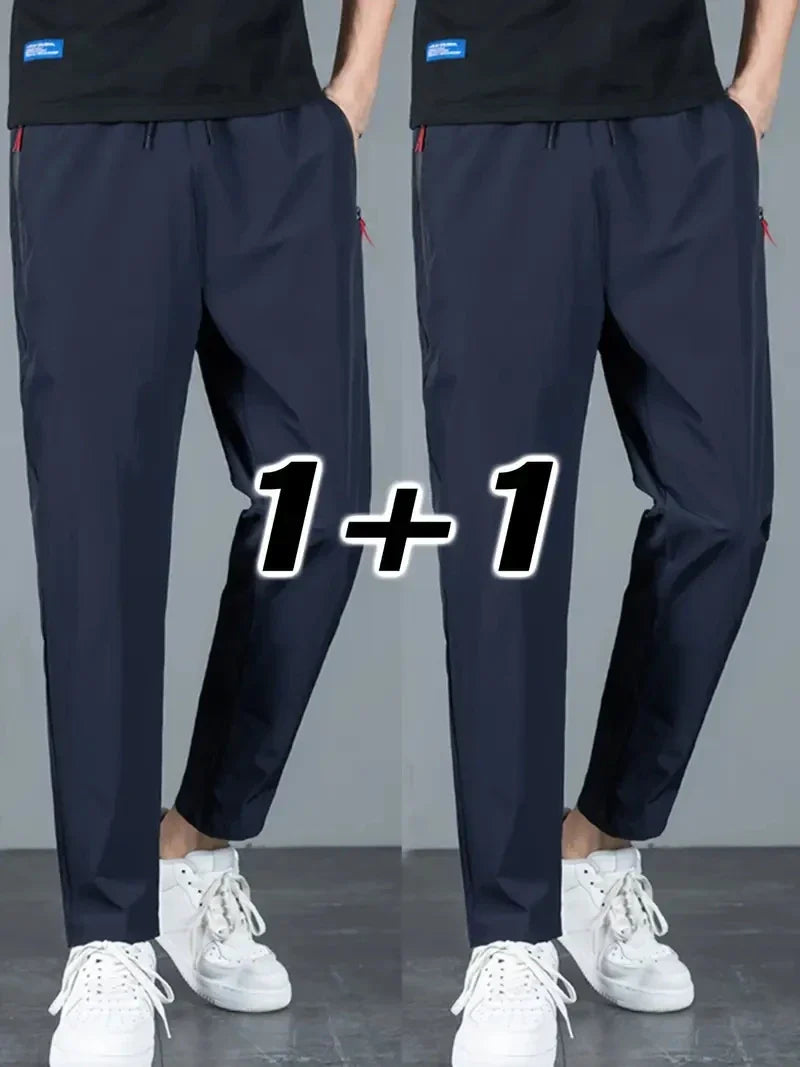 2 Pieces Men's Casual Pants Stretch Elastic Waist Jogger Korean Classic Blue Black Gray Male Brand Trousers Plus Size