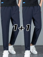 2 Pieces Men's Casual Pants Stretch Elastic Waist Jogger Korean Classic Blue Black Gray Male Brand Trousers Plus Size