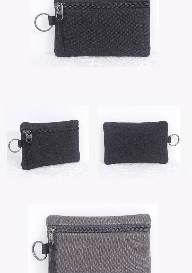 Canvas Mini Coin Wallet Bag Solid Color Zipper Key Bag Money Pocket Purse Women Men Small Card Holder Change Coin Purses