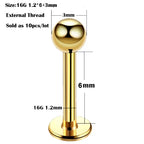 10Pcs/20Pcs/50Pcs G23 Titanium Labret Piercing Internal & External Design Lip Piercing Labret Stud Cartilage Helix Piercing