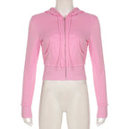 BIIKPIIK Drawstring Hooded Hoodie Suits Autumn Winter Solid Zipper Women Casual Pants Set Street Sporty Sweatshirt Two Piece Set