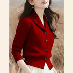 2025 New Spring Autumn Turndown Collar High End Women Knitt Cardigan Sweater Fashion Korean Version Female Knitwear Tops