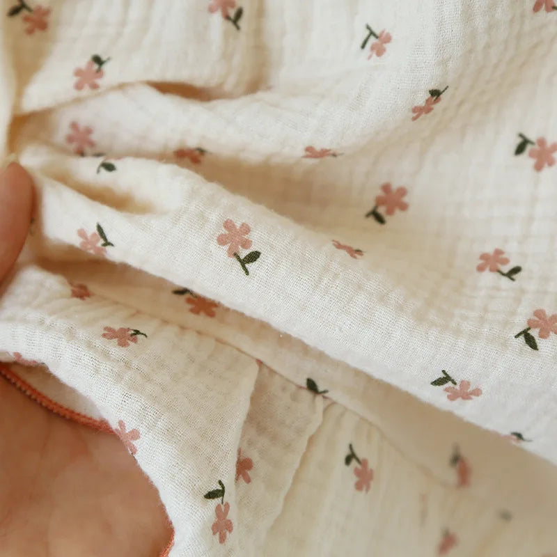 2025 Japanese Summer New Women's Pajama Set 100% Cotton Crepe Cloth Ladies Suspender+Shorts Two Piece Home Furnishing Set