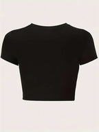 Cropped I Love My Husband Print Crew Neck T-shirt Y2K Short Sleeve Crop Top for Spring Summer Women's Clothing