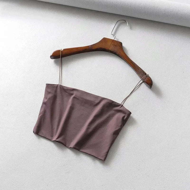 2024 Summer Women's Crop Top Sexy Elastic Cotton Camis sleeveless Short Tank Top Bar