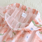 2025 New Summer Women's Pajama Set 100% Cotton Suspenders+Shorts with Chest Pads Two Piece Set of Ladies Flower Home Furnishings