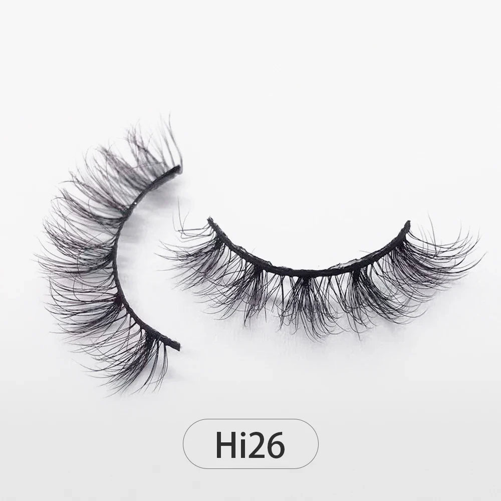 Dropshipping Reuseable Natural Long 12-15mm 3D Faux Mink Lashes Fluffy Volume False Eyelashes Cruelty Free Wispy Makeup Lashes