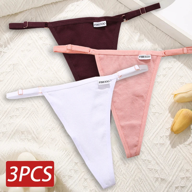 Cotton Sexy Thongs Adjustable Women's Panties Soft Panties Low Waist Seamless Thongs Woman Lingerie Tangas Mujer S-XL FINETOO
