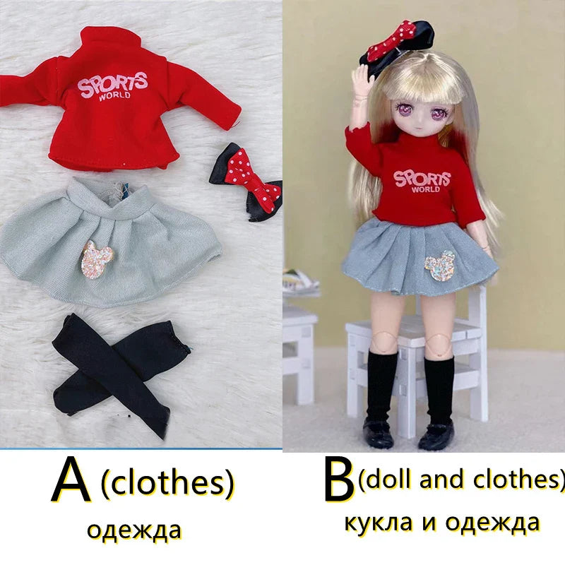 30cm Two-dimensional Doll Comic Face 1/6 Bjd Doll or Dress Up Clothes Children's Girl Birthday Gift Toys Kids Toys