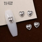 20PCS 3D Glossy Gold Silver Metallic Love Heart Various Crook Frame Solid Alloy Nail Art Rhinestones Decorations Manicure Charms