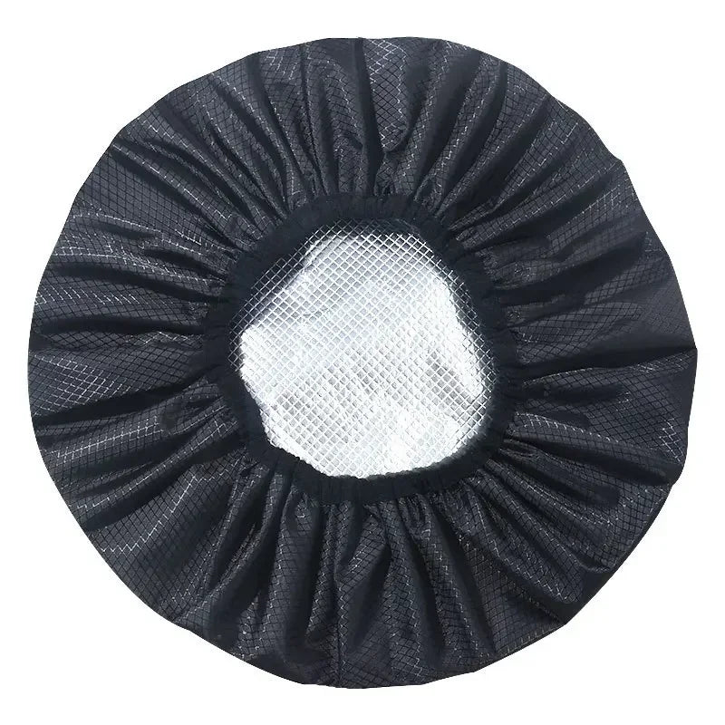 Adjustable Double Layer Satin Bonnet Nightcap Doubleside Women Round Shower Caps Night Sleep Polyester Hat Solid Black Lining