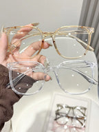 1Pc/3Pcs/4Pcs/6Pcs European and American Classic Popular Square Frame Glasses Set Men's and Women's Fashion Glasses