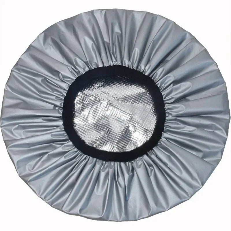 Adjustable Double Layer Satin Bonnet Nightcap Doubleside Women Round Shower Caps Night Sleep Polyester Hat Solid Black Lining