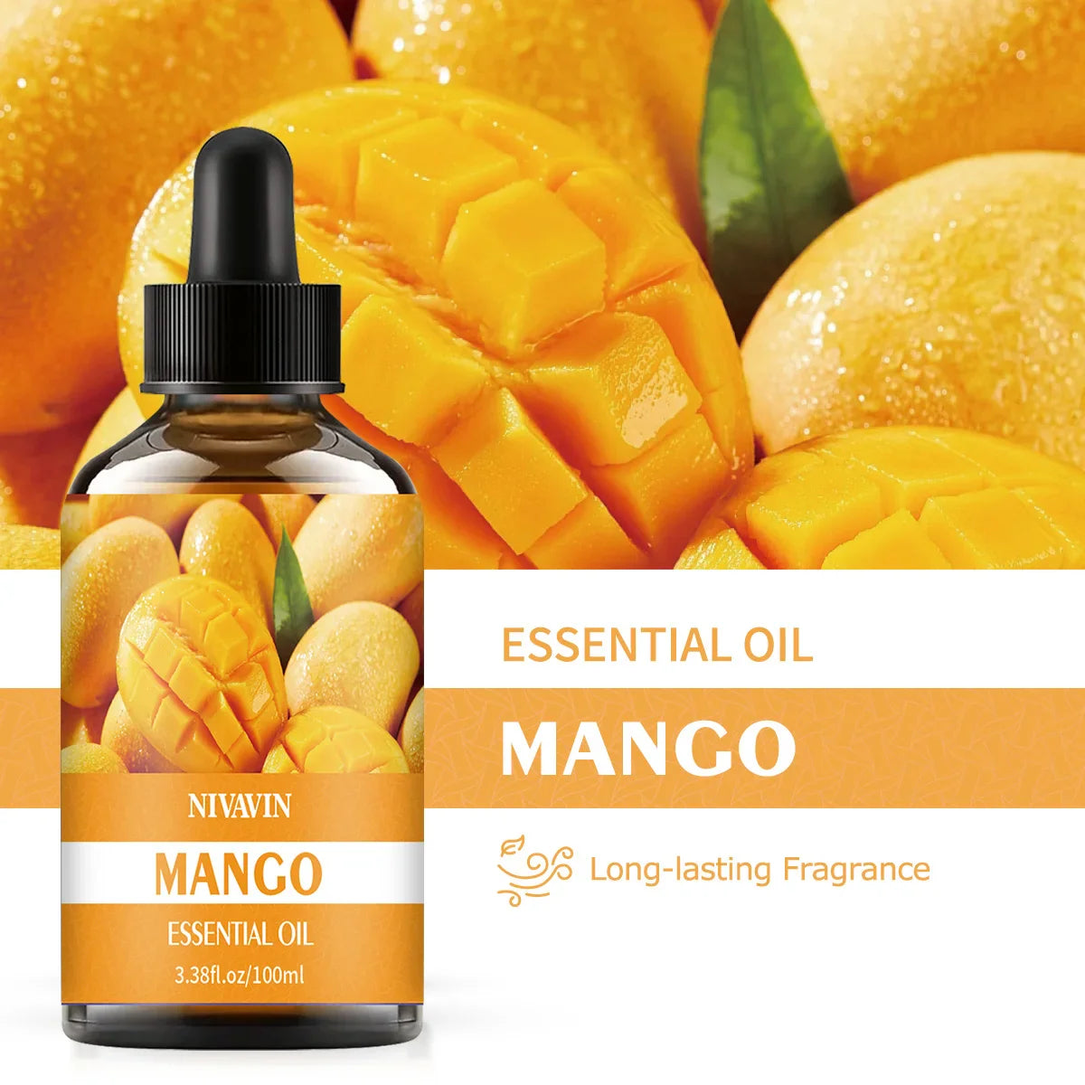 30ml/60ml/100ml mango essential oil is suitable for facial hydration, moisturizing, hair care, skin care, and perfume making