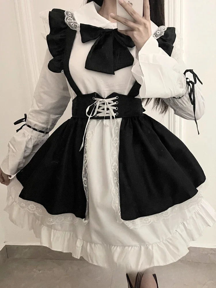 CP5XL Maid Lolita Chemise Cosplay Role Playing Costumes For Party Club Stage Apparel Bow Ties Ball Gowns Waitress Uniform Plus