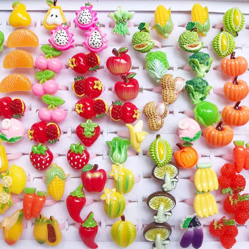 10pcs/lot Children's Cartoon Rings Candy Flower Animal Bow Shape Ring Set Mix Finger Jewellery Rings Kid Girls Toys Anillo