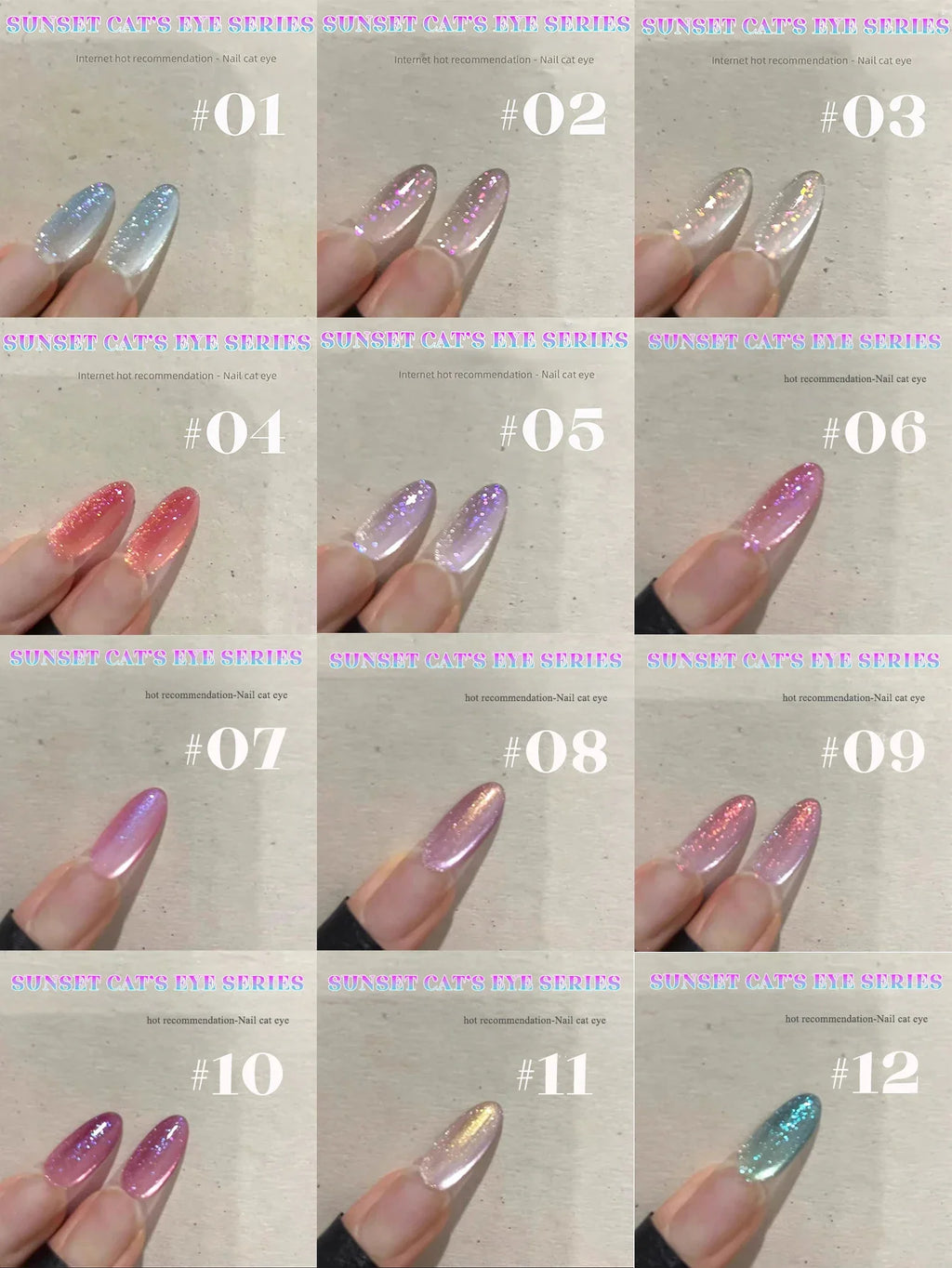 1-3pcs PSK 2025 New Whitening Purple Glass Beads Starry Crystal Nail Art Purple Glass Bead Cat Eye Gel Nail Polish Nail Supplies
