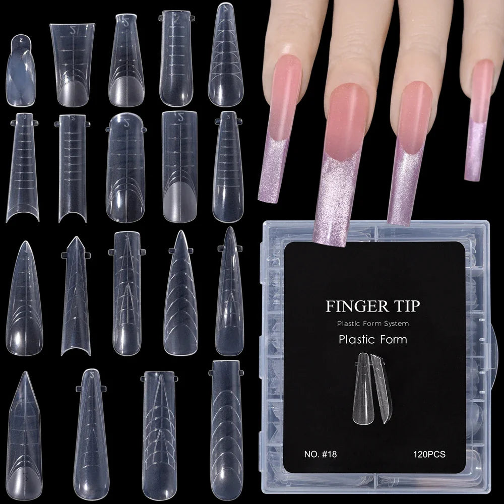 120Pcs Nail Forms For UV Gel Quick Building Extension Top Molds Dual Forms Acrylic Nail Art Tips Nails Accessories Tools