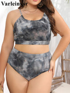 0XL - 4XL Tie Dye Bikini Large Size Swimwear Plus Size Women Swimsuit Female Two-pieces Bikini set Bather Bathing Suit V4841B