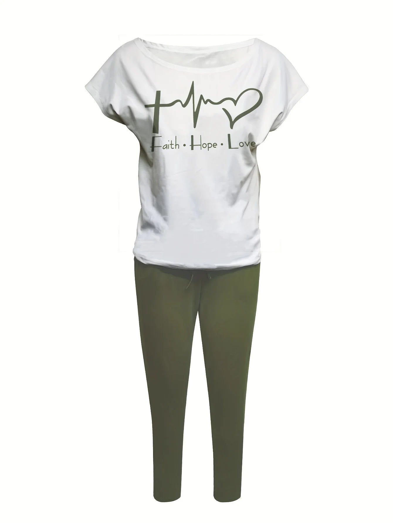 Casual Letter Print Short Sleeve T-Shirt and Long Pants Two-Piece Set