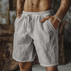 2025 New Summer New Men's Cotton Linen Breathable Shorts Hawaii Beach Pants Male Solid Color Trousers Loose Versatile Streetwear