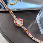 Color zircon advanced sense diamond set women's watch niche bracelet bracelet Small exquisite quartz watch cross-border hot sale