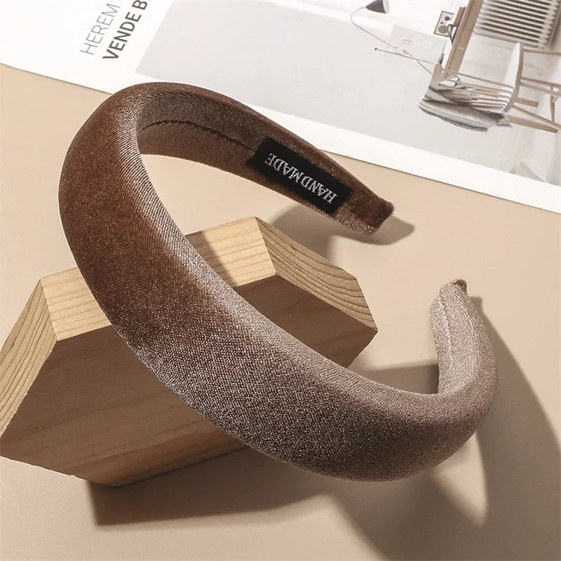 Autumn Winter Soft Velvet Cloth Sponge Padded Hairbands for Women Girls Casual Shopping Face Washing Dress Up Hair Accessories
