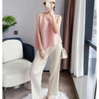 2025 Fold Fashion Summer Shirts Short-Sleeved T Shirt Women's Sleeveless Vest Waistcoat Tops Loose Blouse Shirt Tee Female