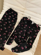2Pcs/Set Girl's Cotton Pajama Built-in Bra Outdoor Wear Spring Autumn Hello Kitty Collection Home Clothing Sanrio Loungewear