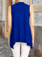 Elegant Sleeveless Open Front Cardigan Vest for Women - Plus Size Lightweight Draped Long Vest