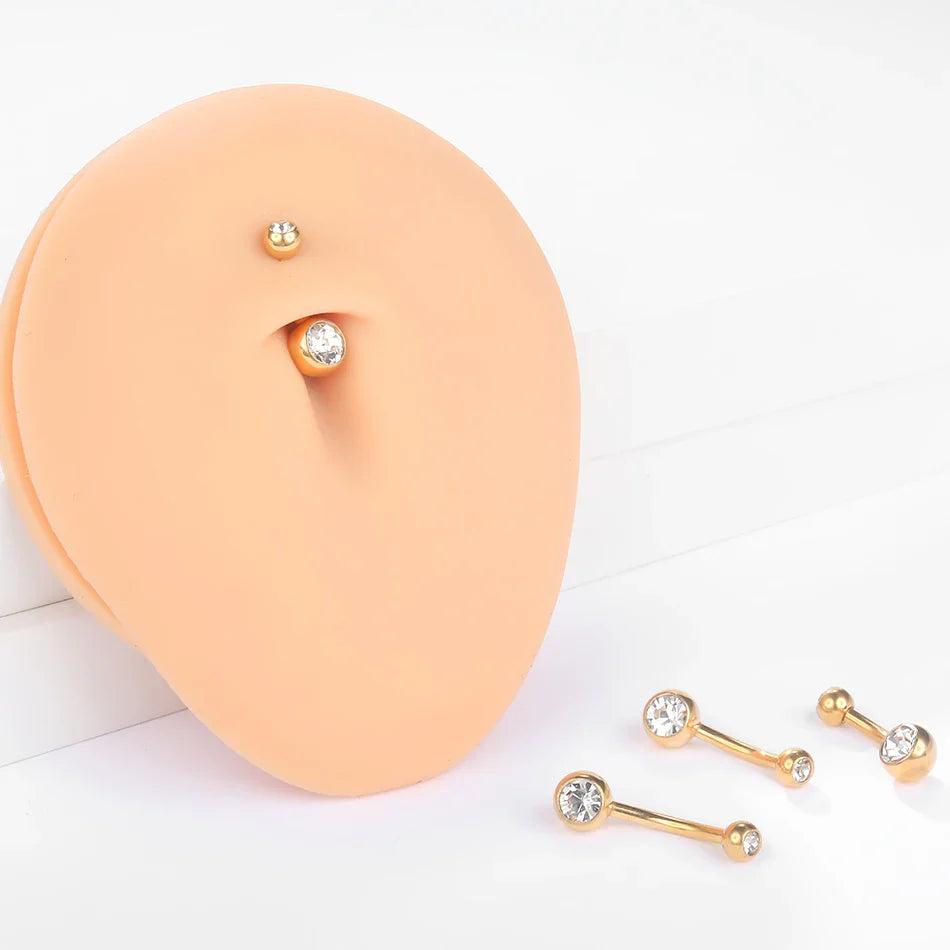 10pcs/lot Titanium CZ Crystal Belly Button Ring Navel Bar Piercing 6/8/10/12mm Belly Nombril Piercing Sexy Jewelry for Women 14G