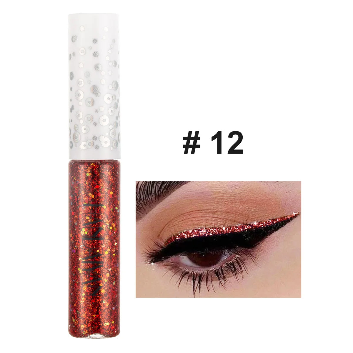 12 Colors Shiny Eye Liners Cosmetics For Women Pigment Silver Rose Gold Color Glitter Liquid Eyeliner Metallic Colorful Makeup