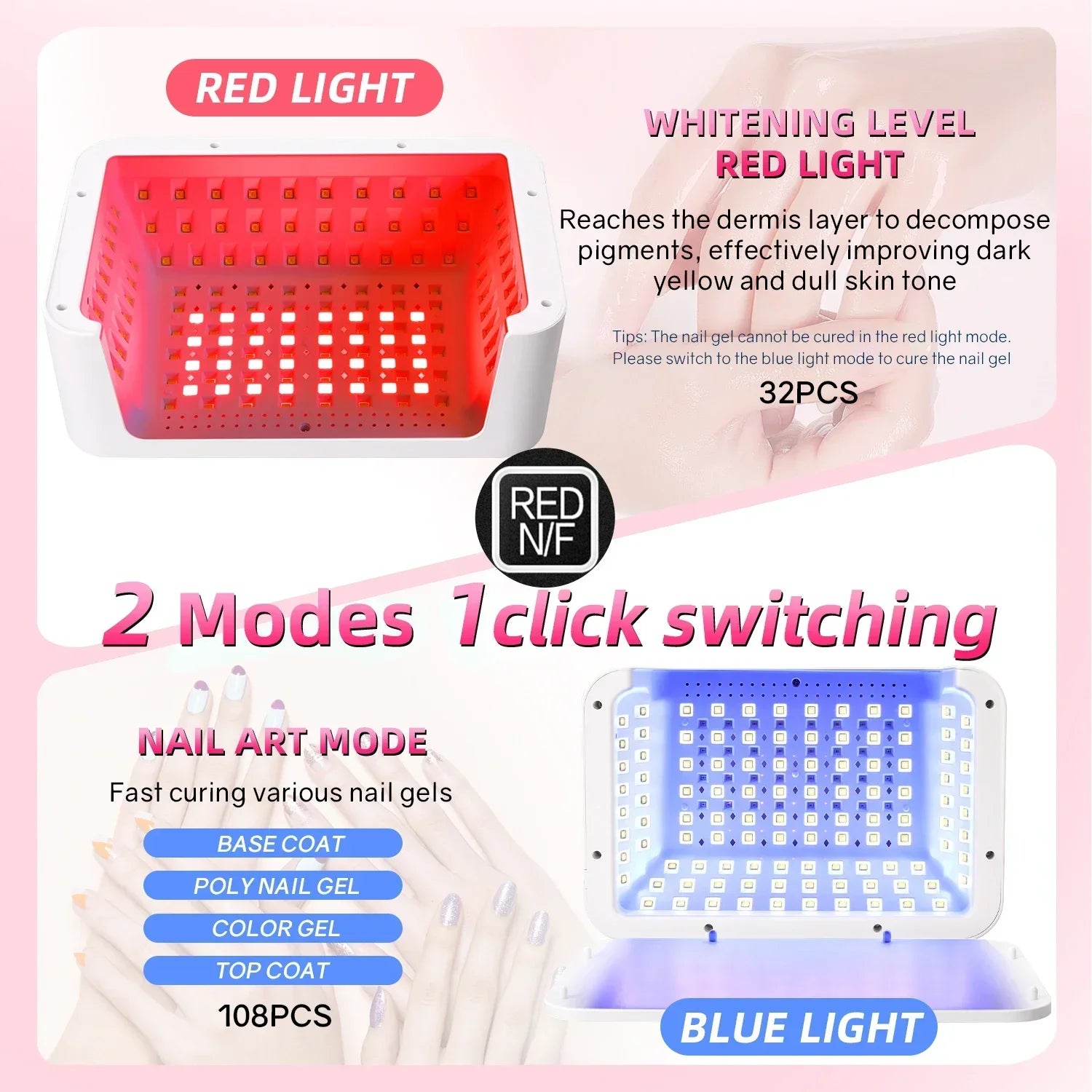 140 Beads Professional UV LED Nail Lamp For Nails 480W Fast Curing Gel Polish Lamp With LCD Display Screen Smart Sensor